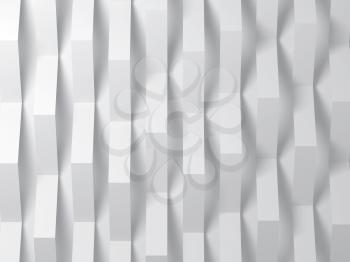 Abstract white digital background with vertical paper stripes over wall. 3d render illustration