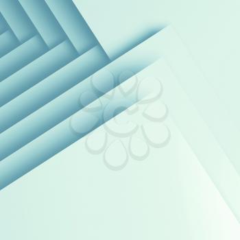 Abstract square digital background, geometric pattern of corners and shadows. Blue toned 3d render illustration