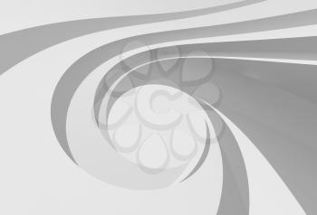 White spiral interior background. Abstract digital illustration, 3d render