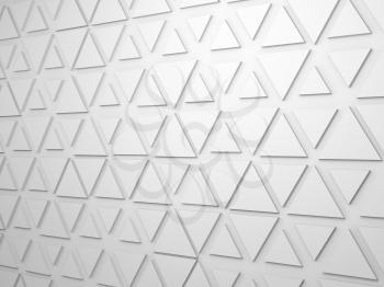 Abstract white digital background with extruded triangles pattern on wall, 3d render illustration
