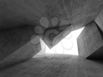 Abstract dark empty concrete room, minimal interior, architectural background. 3d render illustration
