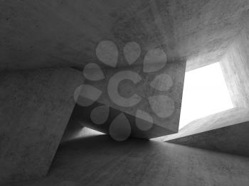 Abstract empty concrete room interior, minimal architectural background. 3d render illustration