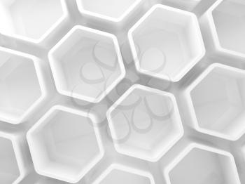 Abstract white honeycomb installation background, 3d illustration
