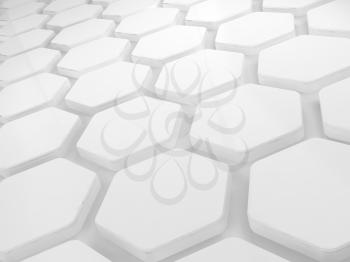 Abstract white honeycomb installation pattern, 3d illustration