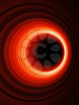 Tunnel with glowing red rings, vertical abstract digital graphic background, 3d render illustration
