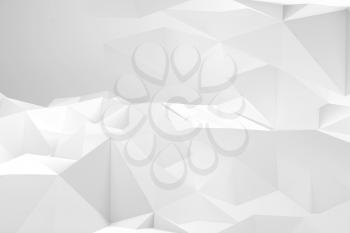 Abstract white digital background texture, intersected low poly structures, 3d illustration