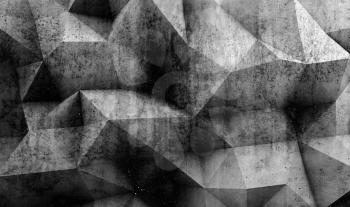 Abstract concrete background with grungy low poly mosaic pattern on the wall, 3d render illustration