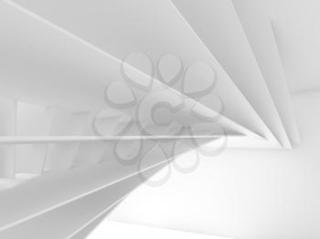 Abstract digital background with white decorative geometric installation. 3d illustration