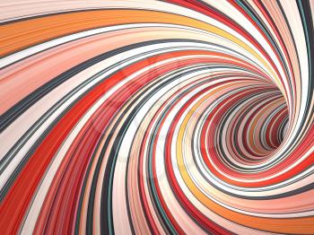 Abstract digital graphic background, colorful empty twisted bent tunnel, 3d illustration