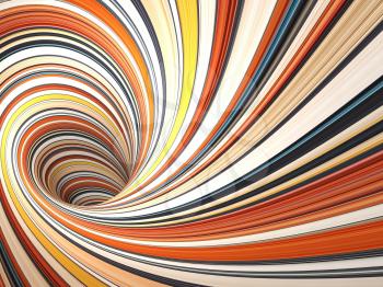 Abstract digital graphic background, colorful empty twisted bent tunnel, 3d render illustration