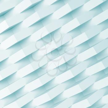 Square abstract digital background, diagonal relief pattern over wall. Blue toned 3d render illustration