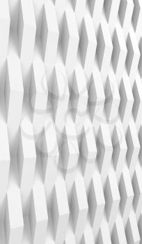 Abstract vertical white digital background, geometric relief pattern, corners over wall. 3d render illustration