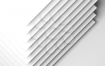 Abstract white background, geometric pattern of paper sheets. 3d render illustration