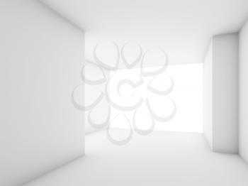 Abstract white contemporary interior, empty room with corners and a  daylight from blank window. 3d render illustration