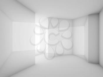 Abstract white room interior background. 3d render illustration, double exposure effect