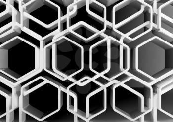 Abstract white honeycomb ornamental background, 3d illustration