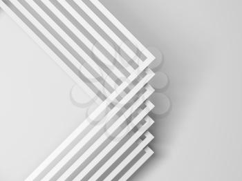 Abstract white background, geometric pattern of square paper corners. 3d render illustration