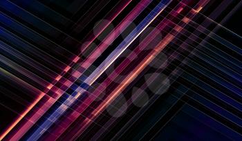 Abstract dark digital background. Geometric pattern of intersected glowing stripes and wireframe lines useful as a mobile gadgets wallpaper image. 3d render illustration