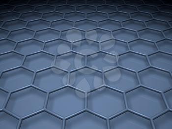Blue hexagonal mesh structure. 3d illustration
