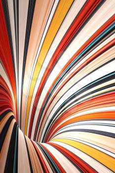 Abstract vertical digital background, colorful empty bent tunnel, 3d render illustration