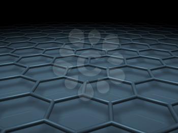 Hexagonal mesh structure. Blue toned 3d illustration