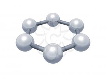 H6 graphene aromatic cluster, schematic molecular model. Hexagonal structure made of carbon atoms isolated on white background, 3d render