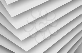 Abstract white digital background, geometric pattern of paper sheets. 3d render illustration