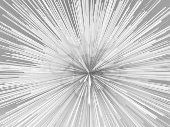 Abstract white radial explosion pattern. 3d illustration
