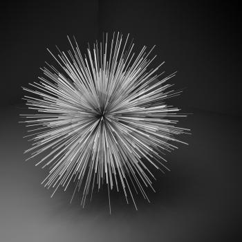 Abstract random star shaped object in dark, square 3d render illustration