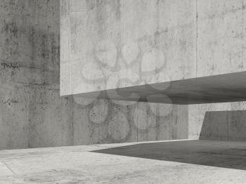 Empty concrete interior background, contemporary minimal architecture, 3d render illustration