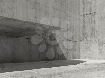 Abstract concrete interior background, contemporary minimal architecture, 3d render illustration