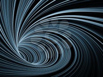 Abstract cg background, twisted tunnel of blue glowing lines, 3d illustration