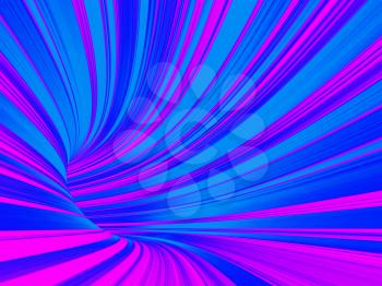 Abstract colorful cg background, bent colorful tunnel, 3d render illustration