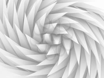 Abstract geometric background with white parametric triangular swirl pattern, 3d render illustration