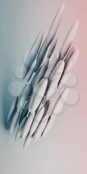 Abstract vertical digital background with round shapes formation, 3d render illustration