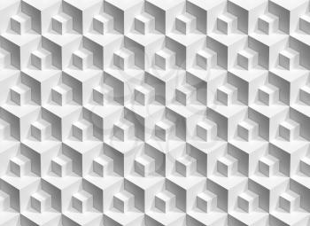 Abstract geometric pattern with small and large white cubes background, 3d render illustration 