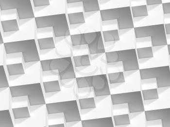 Abstract geometric pattern, small and large white cubes background, 3d render illustration 