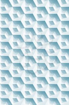 Abstract geometric pattern, blue white cubes vertical background, 3d render illustration 
