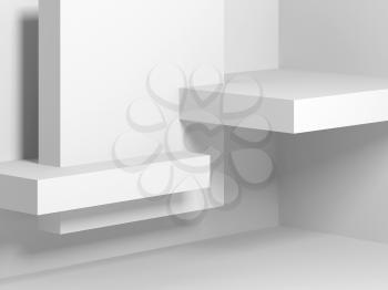 Abstract geometric white installation. 3d render illustration