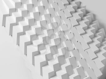 Abstract geometric architecture, white digital parametric cubes structure, 3d render illustration 