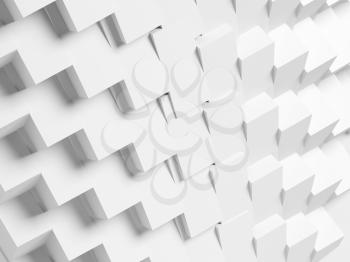 Abstract white geometric pattern, digital background with parametric cubes structure, 3d render illustration 