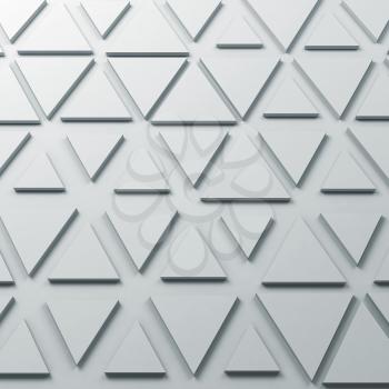 Abstract monochrome square digital background with triangles relief pattern on wall, 3d render illustration