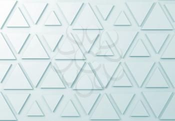 Abstract blue toned digital background with triangles relief pattern on wall, 3d render illustration