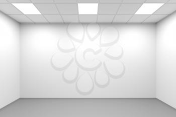 White symmetrical empty office interior background, 3d rendering illustration