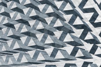 Abstract blue pencil stylized graphic background with extruded triangular pattern over old crumpled paper texture, 3d rendering illustration