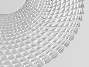 Abstract geometric background with white parametric round structure. Digital pattern, 3d rendering illustration 