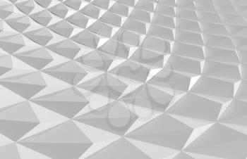 Abstract geometric background with white parametric triangular structure. Digital graphic pattern, 3d rendering illustration 