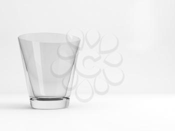 Empty standard table glass with soft shadow stands over white background, 3d rendering illustration