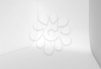 Abstract white empty studio interior background, blank room with rounded connection between wall and floor. 3d rendering illustration