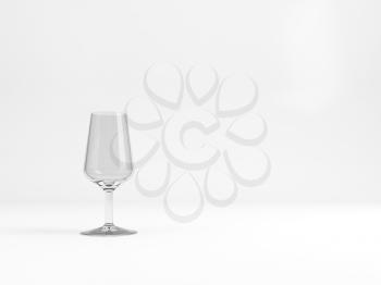 Empty standard Port dessert wine glass with soft shadow stands over white background, 3d rendering illustration
